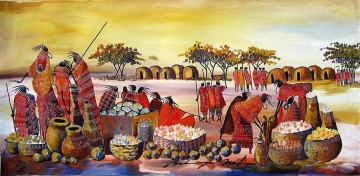 Maasai Marché de l’Afrique Peinture à l'huile